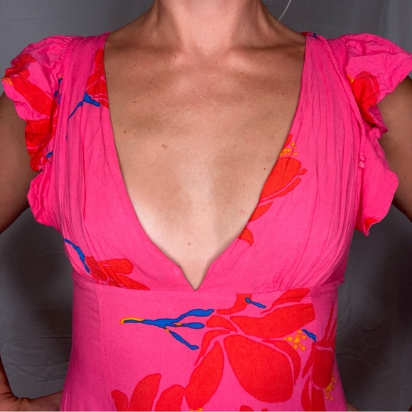 Free People She’s A Waterfall Maxi Dress Pink Floral - Picture 4 of 8